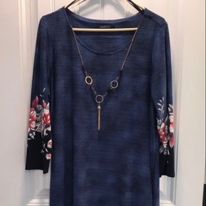 Blue floral print dress‎ by Glamour. Size 16.